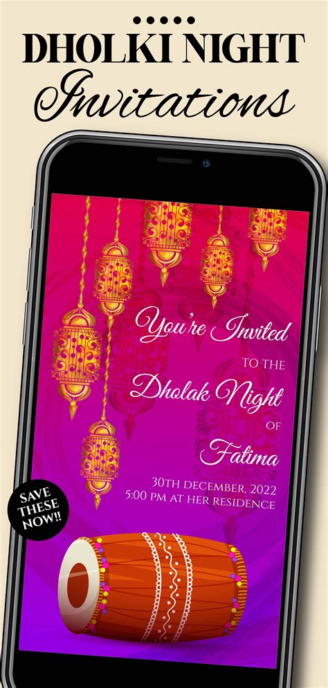 With this purchase, you will receive: - 1080 x 1920 pixels 300 dpi JPEG mobile friendly file (for email attachments, whatsapp etc). . Dholki invitation